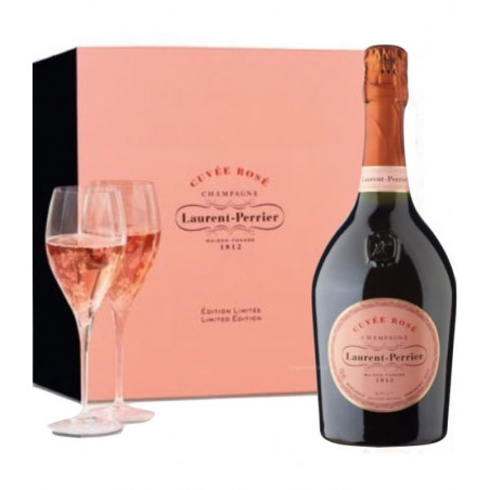 CHAMPAGNE LAURENT PERRIER ROSE CONFEZIONE CON 2 CALICI