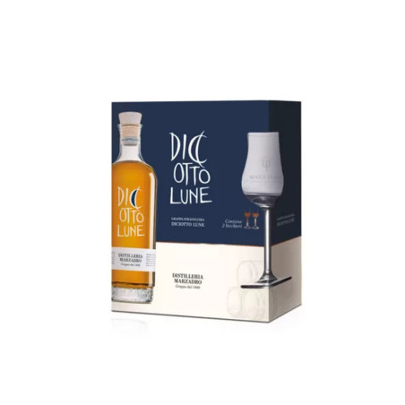 GRAPPA DICIOTTO LUNE CL 50 CONFEZIONE 2 BICCHIERI 