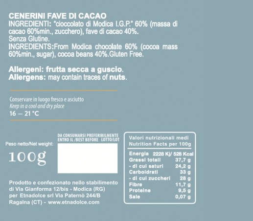 CENERINI FAVE DI CACAO GR. 100 ETNA DOLCE
